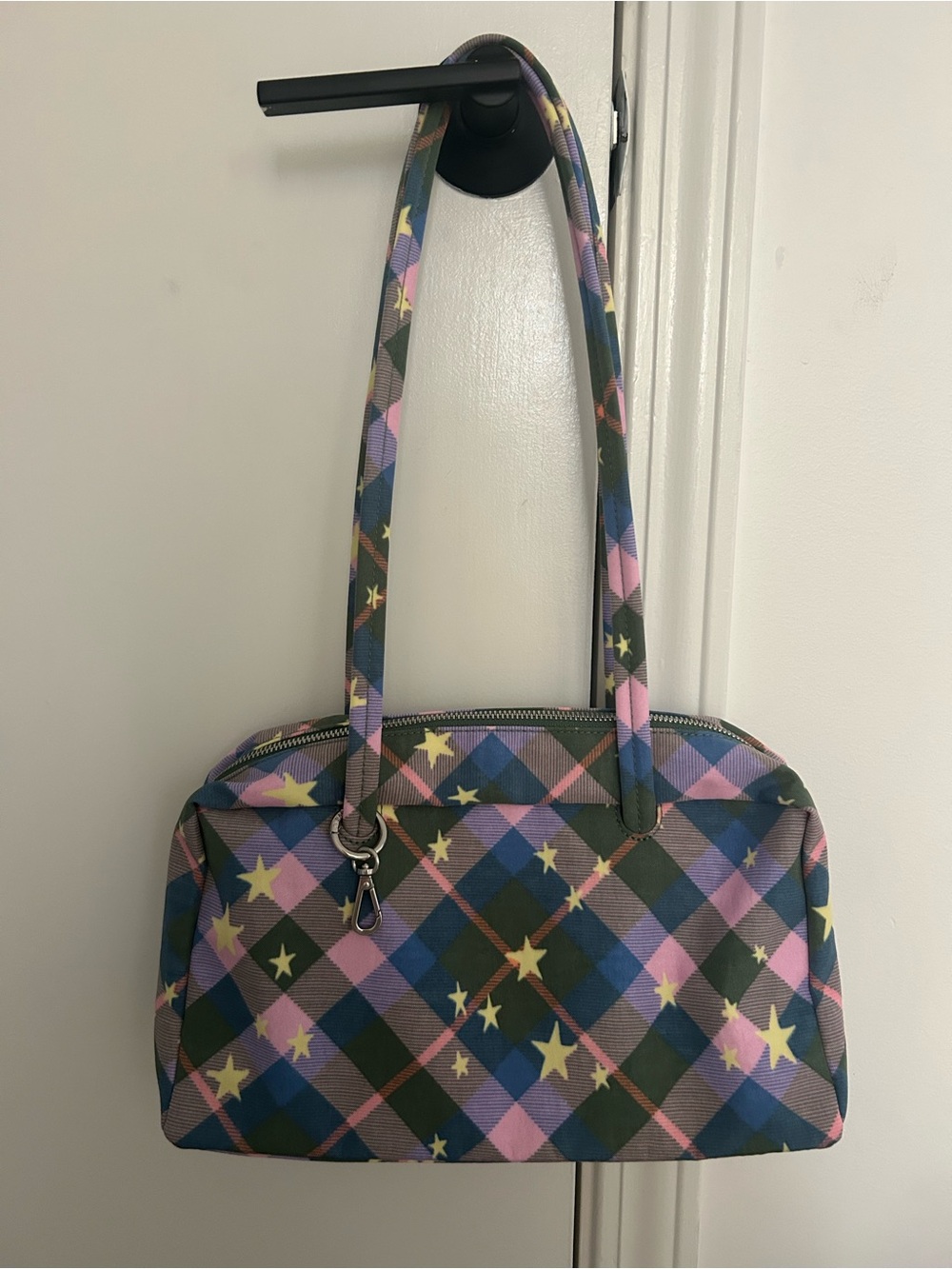 Plaid Star Pattern Shoulder Bag in Pink, Blue & Green